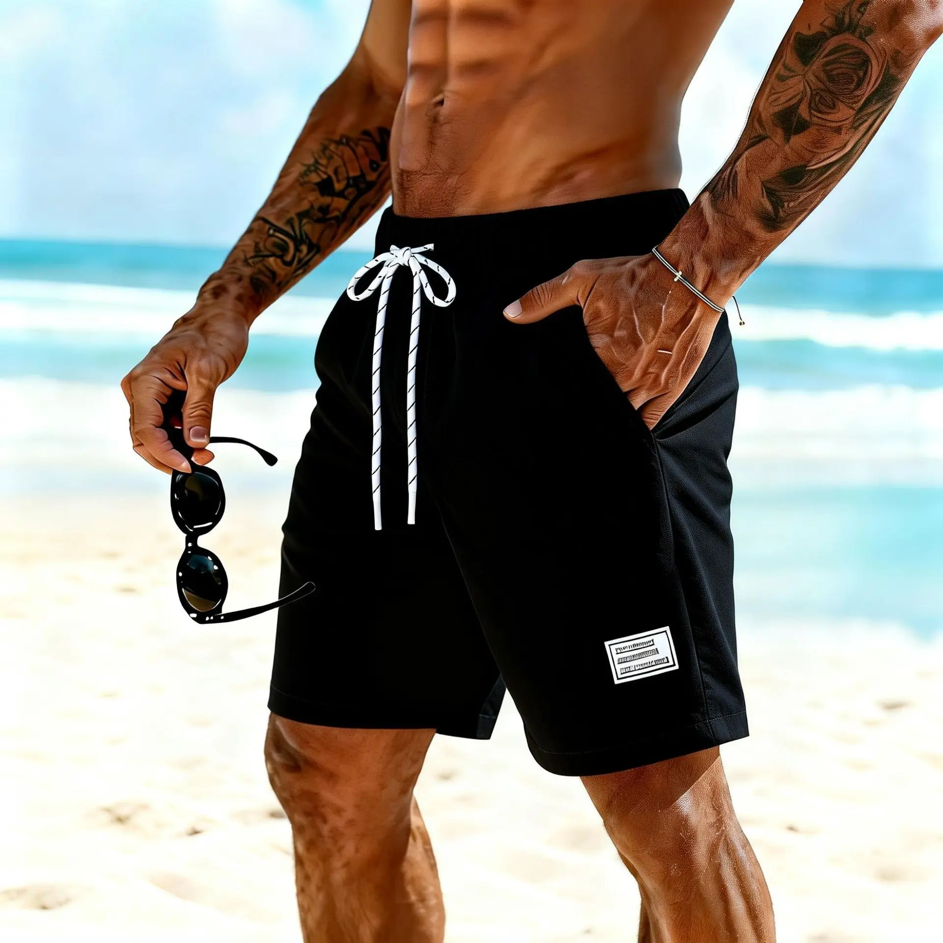 Summer New Men's Corduroy Shorts Fashion American Style Multi Pocket Pants Embroidered Logo Retro Straight Leg Shorts For Male