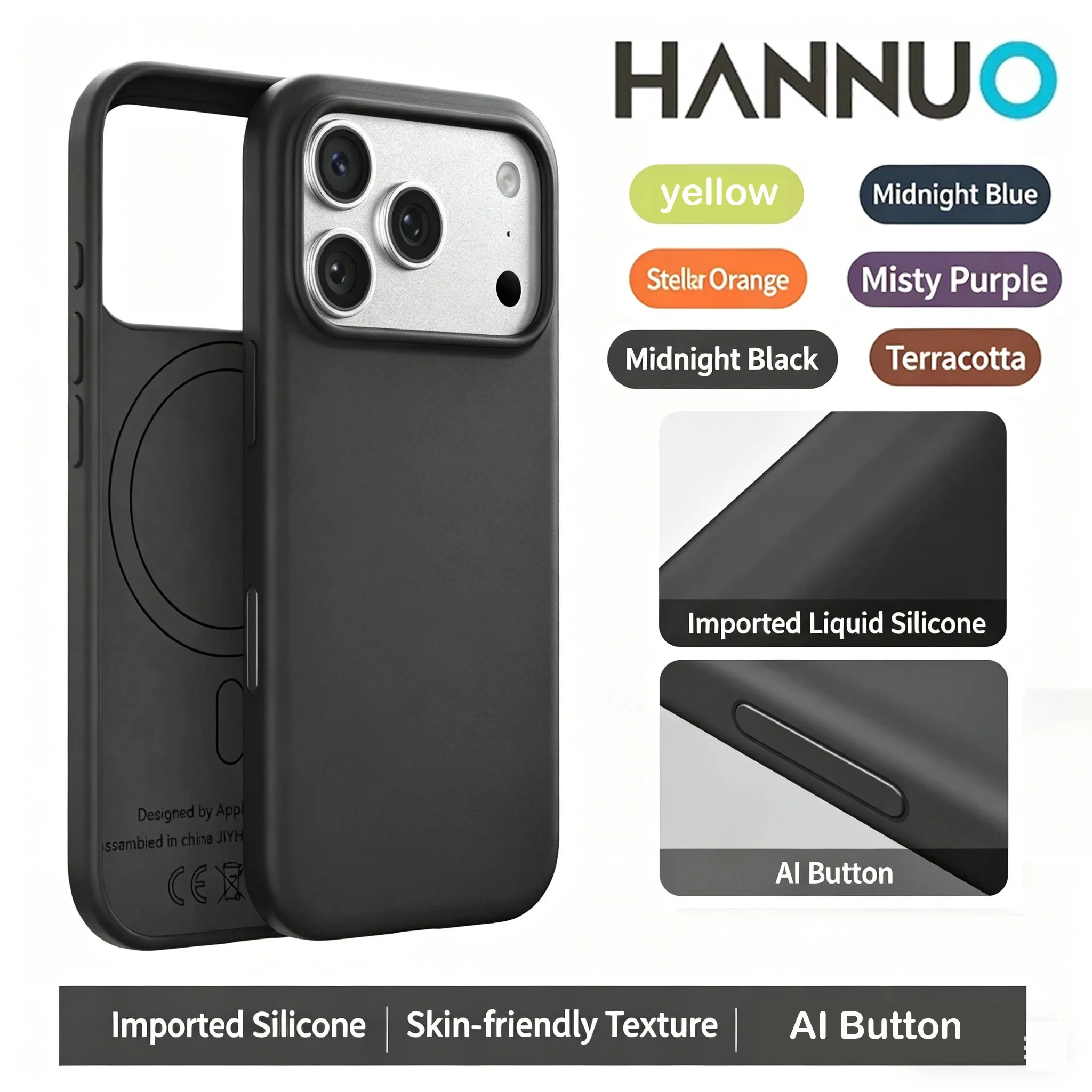 

HANNUO Luxury Liquid Silicone Magsafe Case For iPhone 17Pro Max Wireless Charging Skin Smooth Cover Shockproof Case