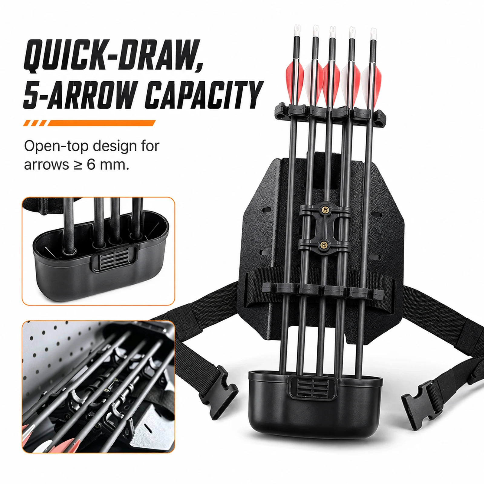 Tactical Leg Quiver Quick Draw Thigh Arrow Holder Drop Leg Panel 5-Arrow Capacity for Compound Recurve Bow Hunting Archery