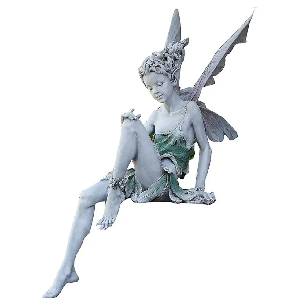 Flor Fairy Angel Wings Estátua em miniatura, Resina Escultura Anjo, Turek Paisagismo, Pátio ao ar livre Artesanato, Tu O1D6, Home Sentado