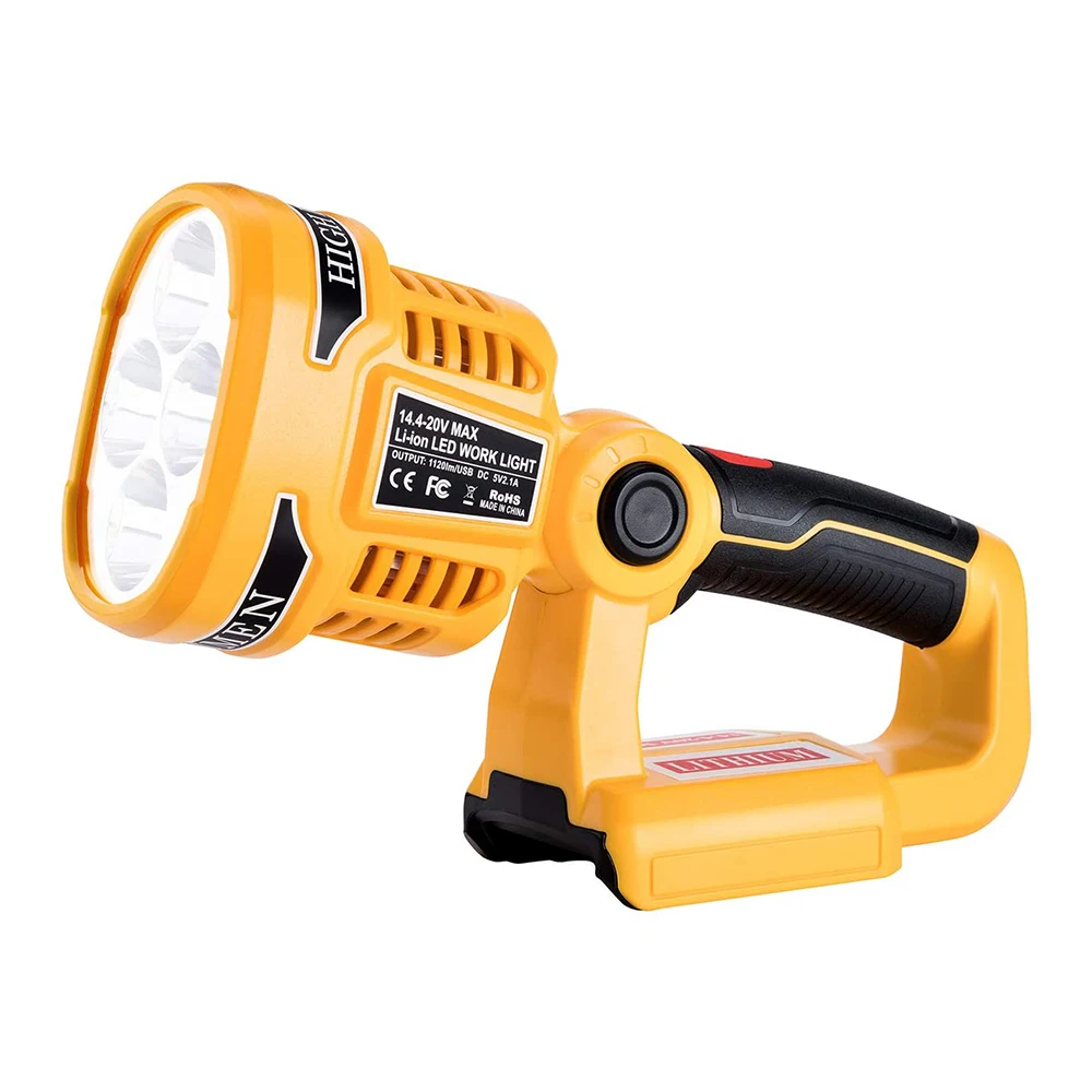 For dewalt (NO Battery,NO Charger)Pistol/Portable 12W 18V LED Lamp Flashlight Lithium Battery USB Outdoor Emergency Lighting