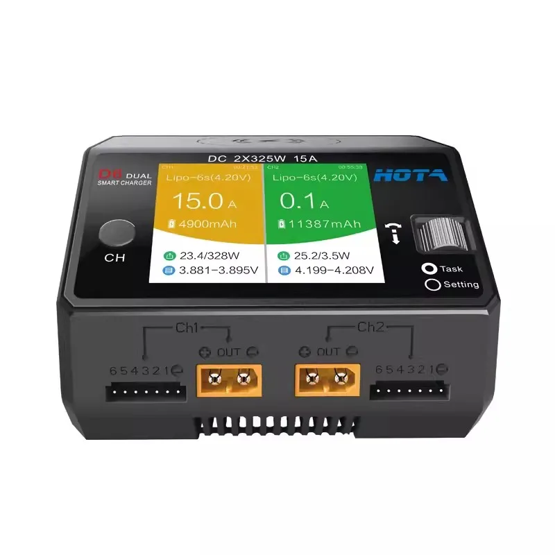 HOTA D6 Dual Smart Charger AC200W DC650W 15A for Lipo LiIon NiMH Battery with iPhone Samsung Wireless Charging