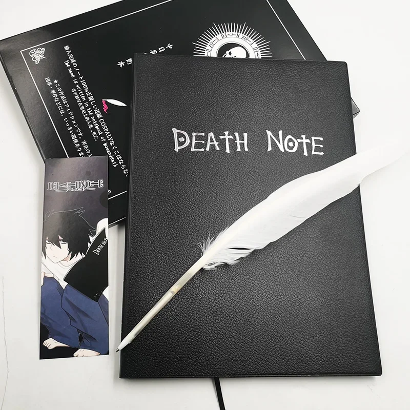 Death Note Notebook Set Yagami Light Cosplay Prop Ryuk Key Chain Metal Bookmarks Badge Collectable Anime Notebooks Prank Gifts