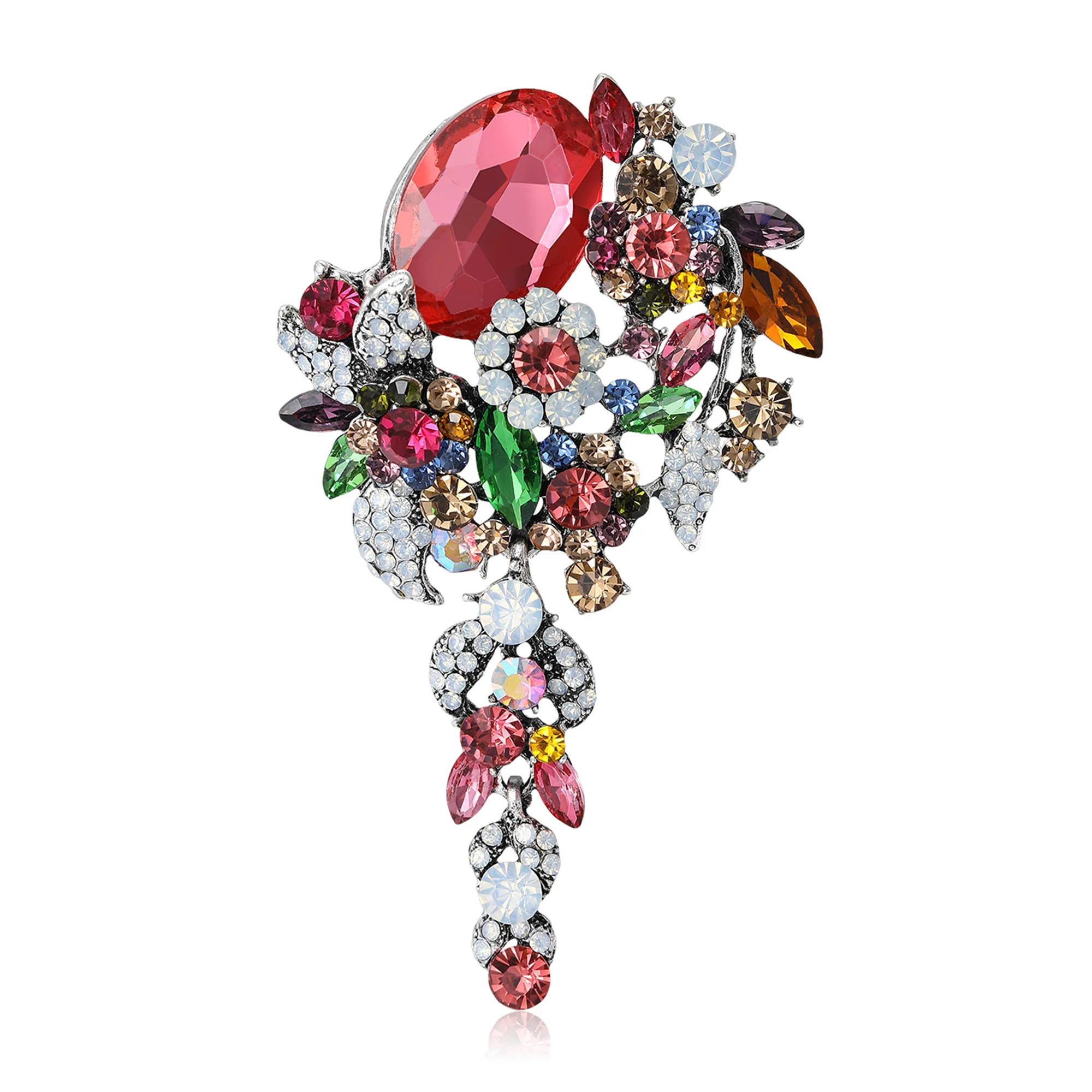 

Beaut&Berry Luxury Rhinestones Leaf Pendant Brooches for Women Unisex Personality Pins Casual Party Friend Accessories Gifts