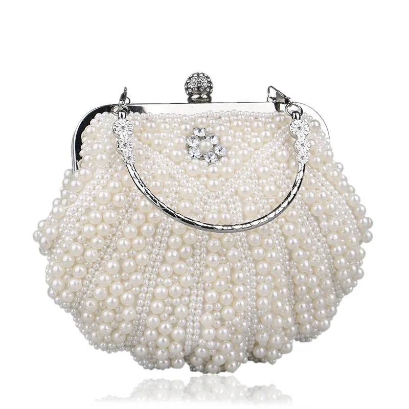 Women Wedding Purse And Handbag Elegant Evening Party Bags Clutches White Shell Pochette Mariage Sac Femme Beaded Clutch Bag Sac