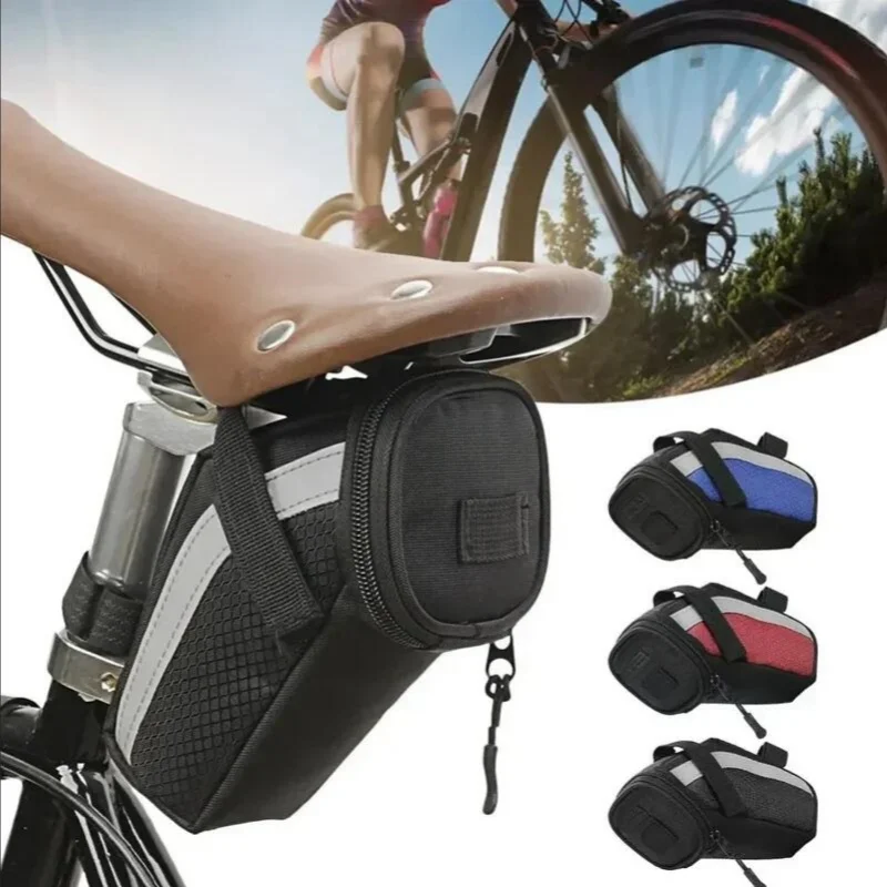 Bike saddle bag 1L small storage black cycling seat tail rear pouch bag accessory kit tool reflective cycling accessories