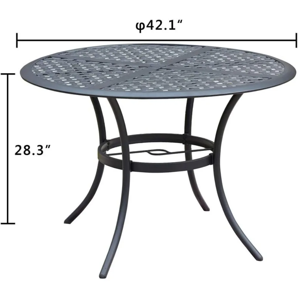 Romayard 42 Inch Outdoor Dining Table Round Patio Bistro Table Powder-Coated Steel Frame Top Patio Dining Table Outdoor