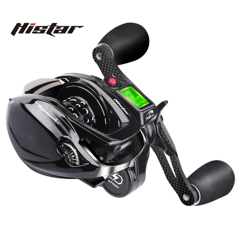 

HISTAR Digital Long Casting 10kg Drag Power 7.2:1 High Ratio 9+1 BB Magnetic Braking LED Backlight Baitcasting Fishing Reel