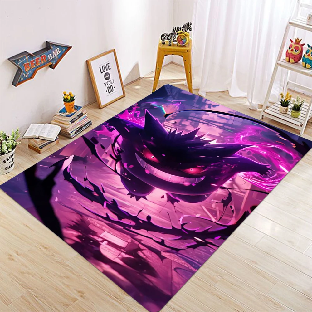 

Pokémon Gengar Print Cartoon Large Area Rugs Carpet for Home Living Room Children's Bedroom Sofa Non-slip Kids Doormat Decor Mat