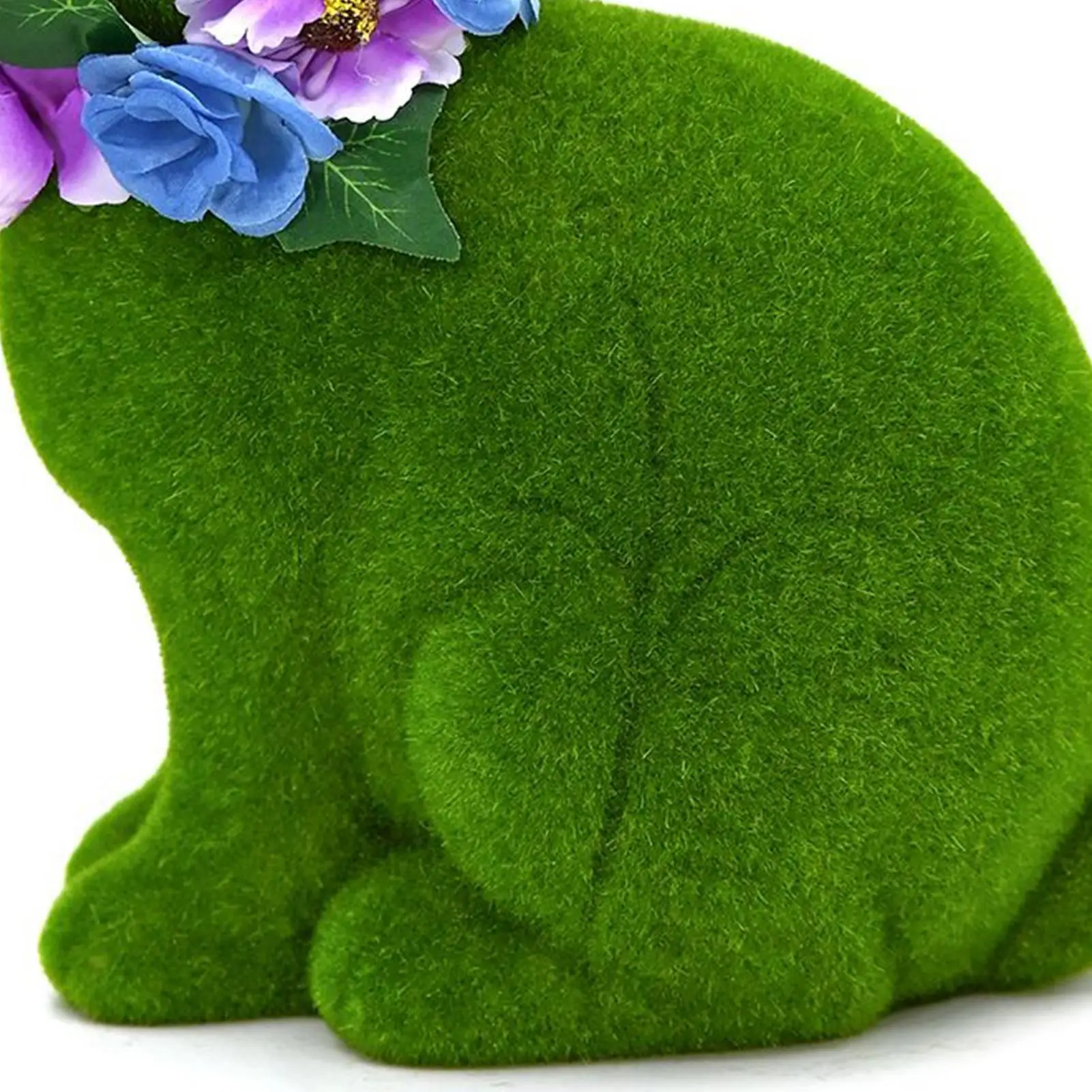 Bunny Statue 3D Green Resin Holiday Supplies Wearing A Floral Wreath Outdoor Easter Bunny For Yard Garden Lawn Porch Door Front
