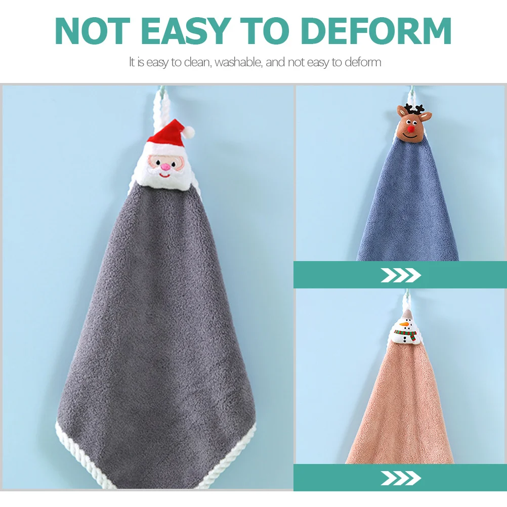 

4pcs Christmas Hand Towels Coral Fleece Fast Drying Washable Hanging Kitchen Bathroom Household Towel For Home Xmas Gift Decor