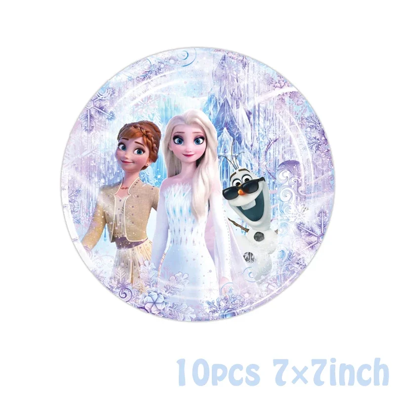 Disney Frozen Elsa Theme Birthday Party Supplies Zestaw zastawy stołowej Przyjęcie urodzinowe dla dzieci Sztućce Dekoracja Serwetka Kubek papierowy