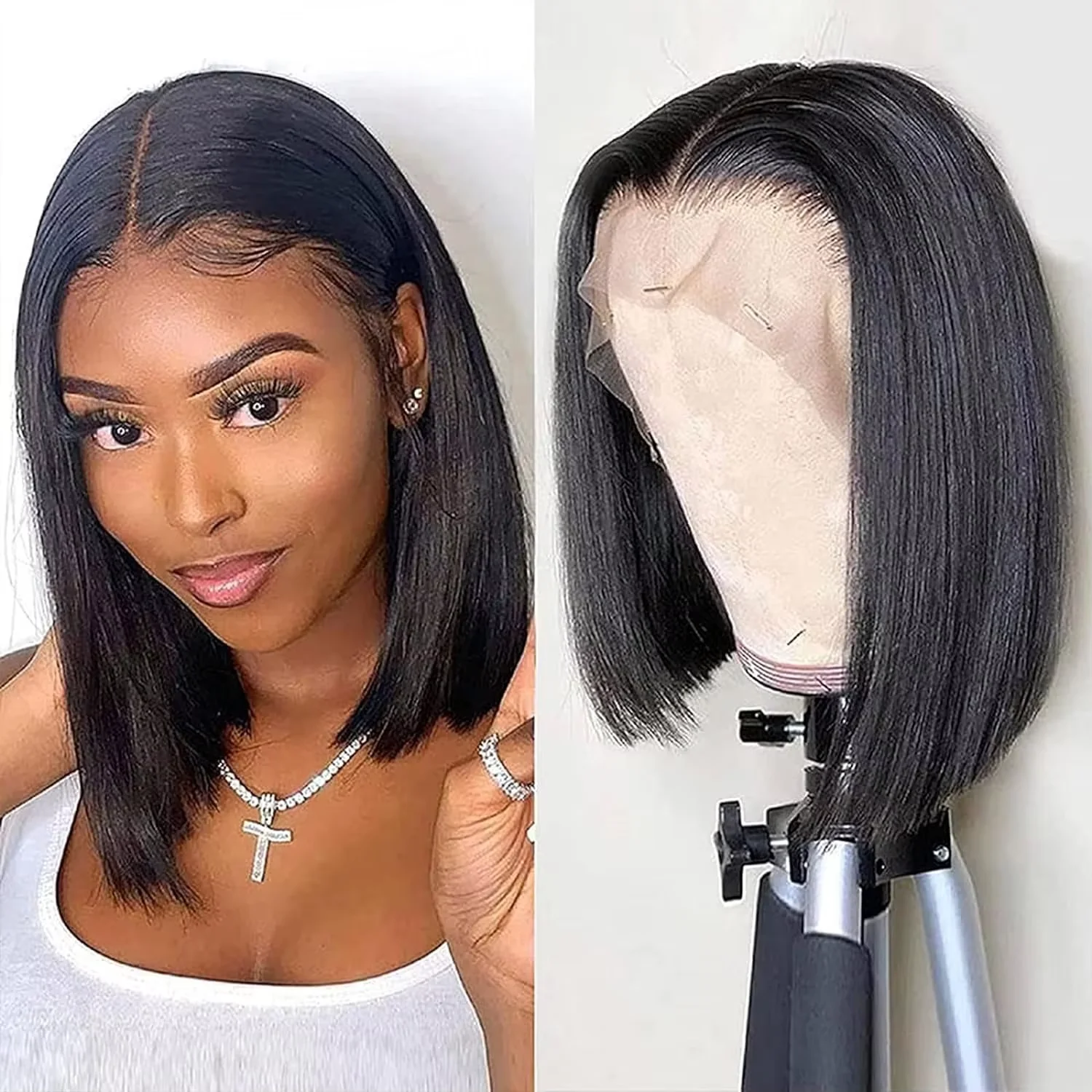 13x4 Straight HD Lace Frontal Bob Wig Pre Plucked 13X6 4x4 Human Hair Wigs Brazilian Straight Short Bob Wig For Women 14 Inch