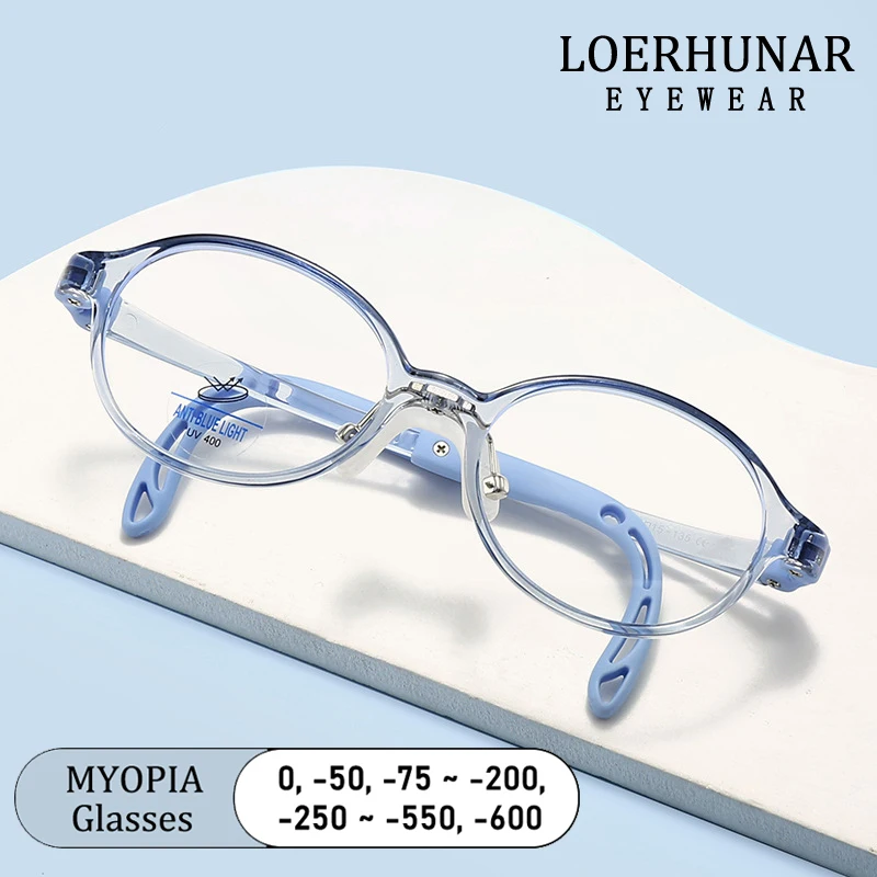 

Fashion Boy Ellipse Frame Anti Blue Light Prescription Myopia Sports Glasses Girls Photochromic Nearsight Children Eyeglass