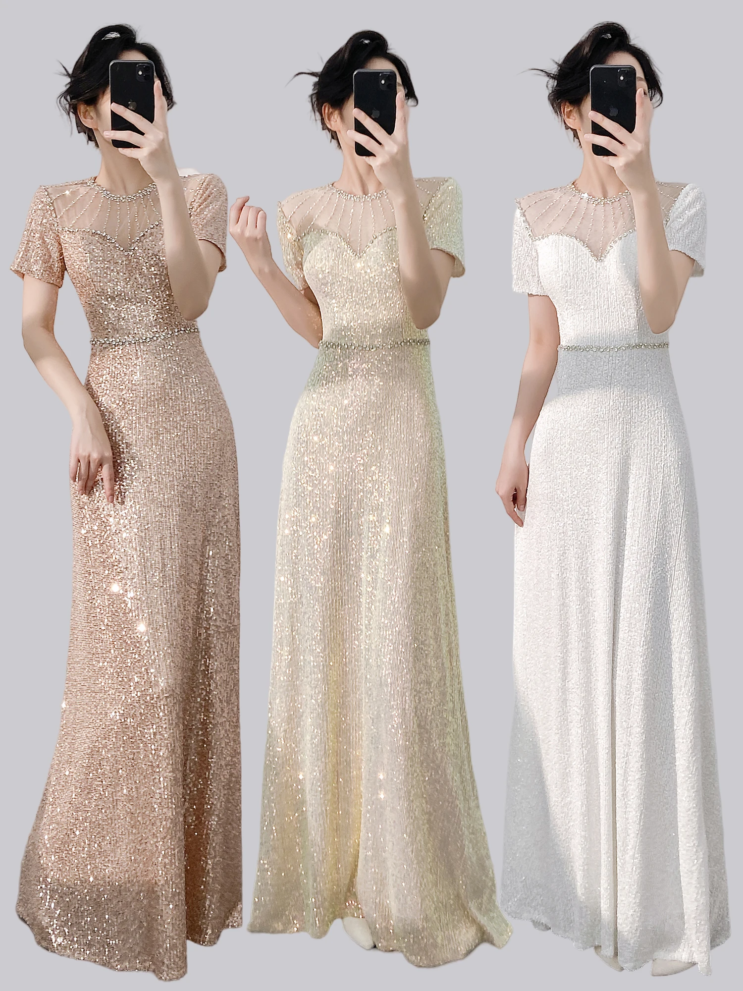 

Вечернее платье Ele: Новинка 2026 года, элитное, роскошное, с блестящей длинной юбкой, для летних выступлений и хоровых представлений