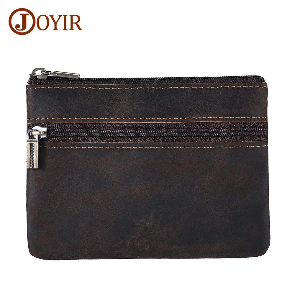 JOYIR Genuine Leather Coin Purse for Men Mini Pouch Change Wallet with Key Ring Card Holder Key Holder Money Pouch Coin Wallet