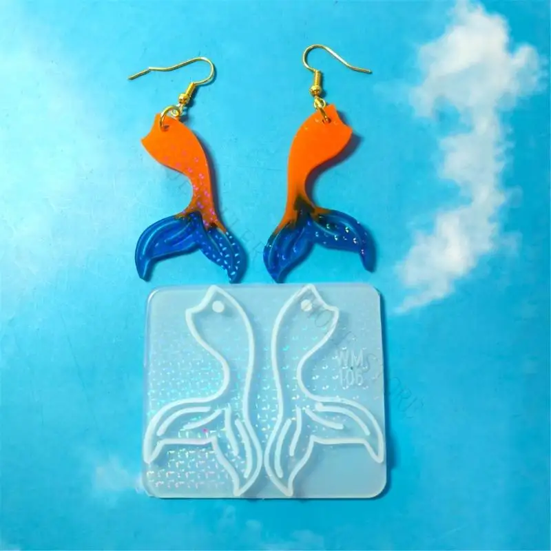 R7UF Silicone Resin Fish Tail Casting Mold for Earrings, Pendants, and DIY Crafts