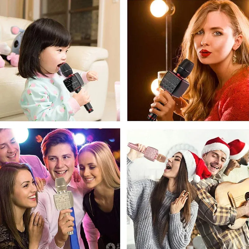 Microfono Karaoke wireless Bluetooth Microfono dinamico professionale Macchina da canto portatile per telefono Bluetooth/TV/altoparlante Home KTV