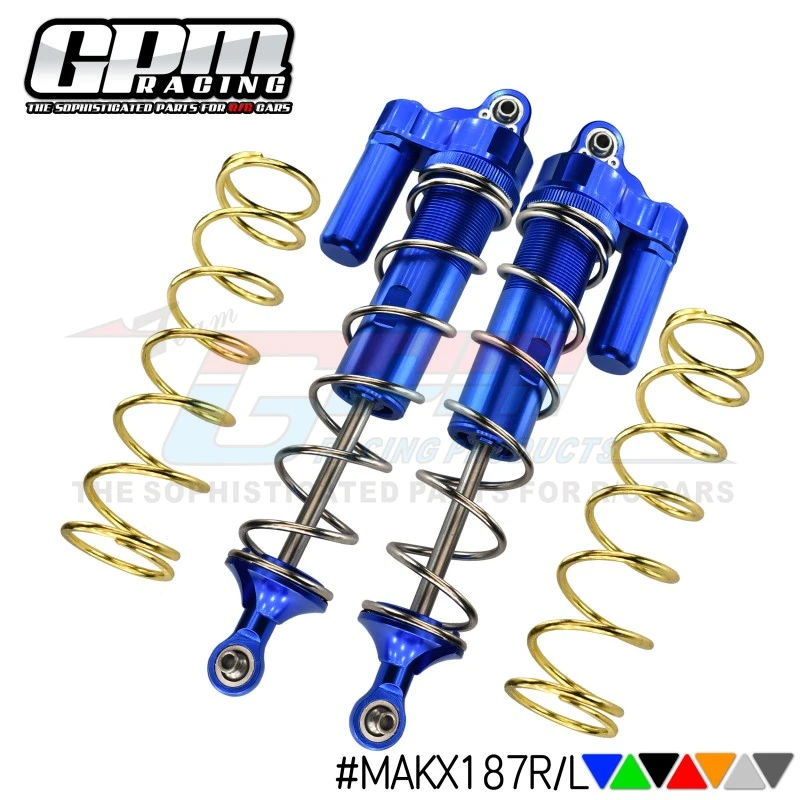 GPM Aluminum Rear L-Shape Piggy Back Spring Dampers 187Mm For Arrma 1/5