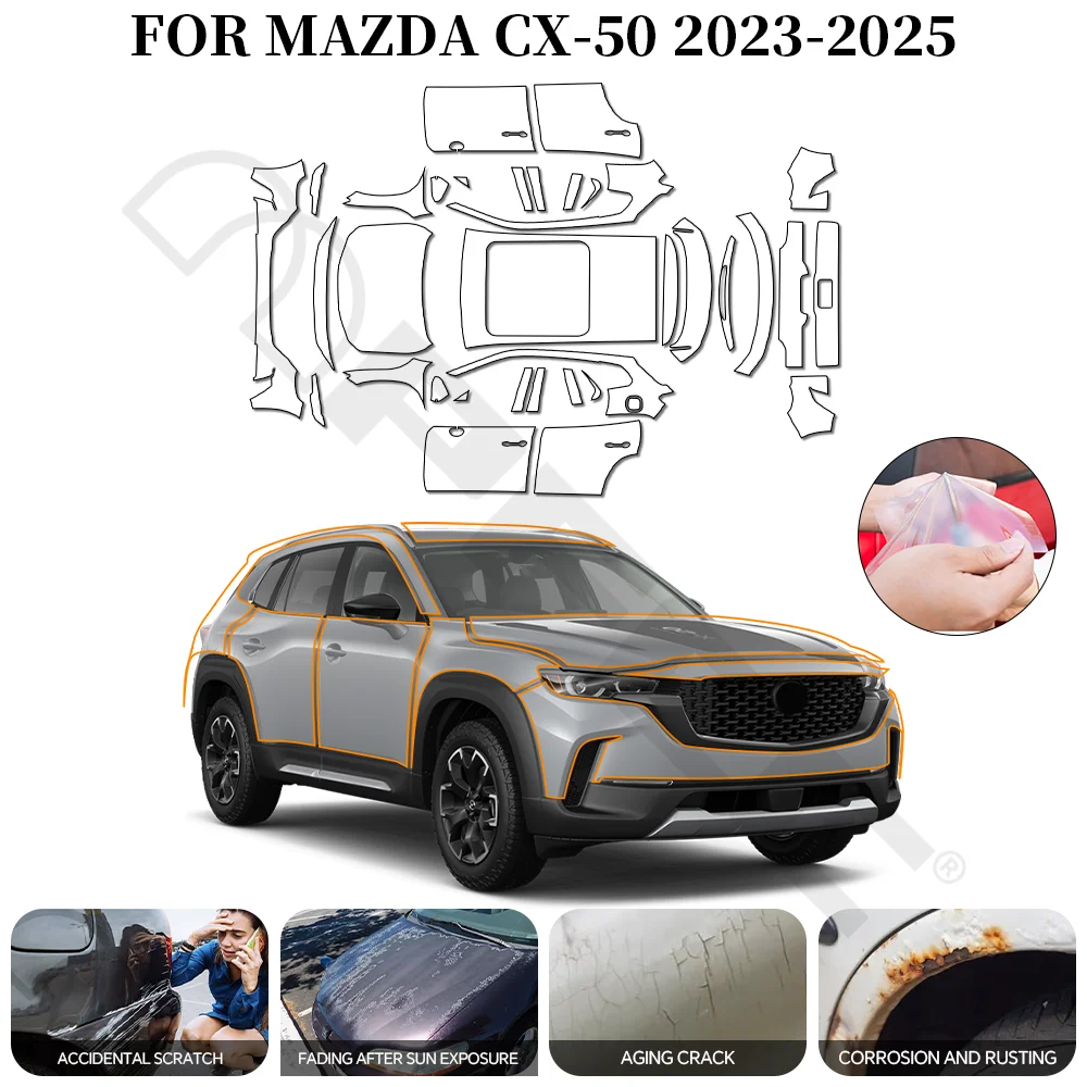 

For Mazda CX-50 2023-2025 PPF Car Film 9Mil Pre-Cut Paint Protection Film TPU Invisible Anti-scratch Resistant Vinyl Wrap Film