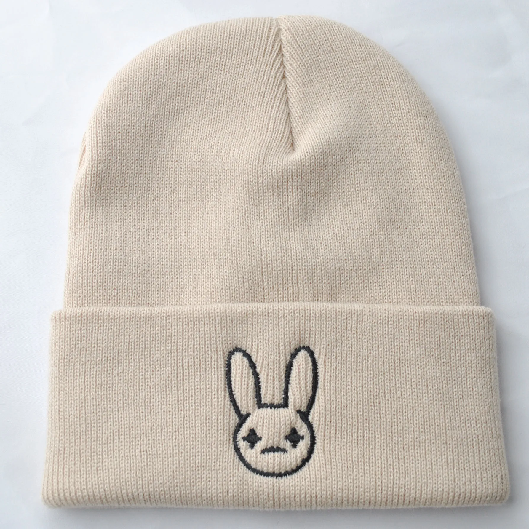 2023New Hot Selling Singer Bad Bunny Knitted Hat Bad Bunny Embroidered Pullover Fall/Winter Warm Wool Cold Hat For Men And Women