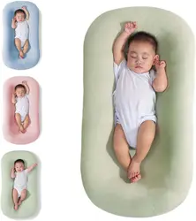 Baby Lounger Pillow for Newborn Babies 0-18 Months Infant Nest Sleeper Soft Organic Cotton Breathable Pillow Bed CarryEverywhere