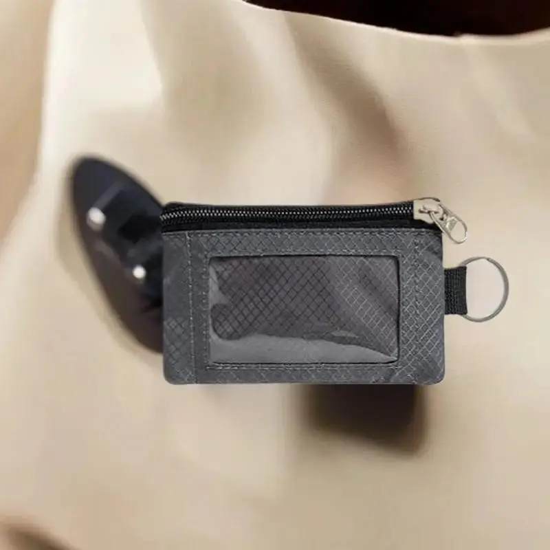 

Держатель для бейджа с окошком для удостоверения личности, небольшой кошелек, водонепроницаемый противоугонный дорожный брелок, кошелек для мужчин и женщин, тонкий кошелек на молнии с ремешком для карт