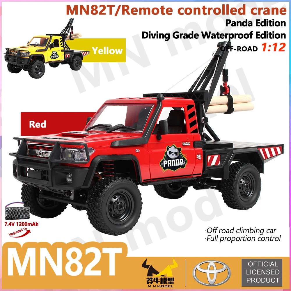 

MN82T Panda Edition 1:12 Full Scale RC CAR Controllable Headlights 2.4G 4WD Off-Road Car Pick Up Truck Toy for Kids Gifts