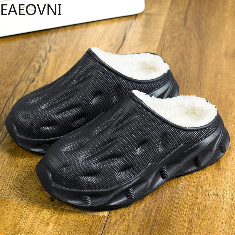 

New Slippers for Men Winter Cotton Outdoor Mans Casual Men's Shoes Trendy All-match Waterproof Lightweight Non-slip Couple Shoe