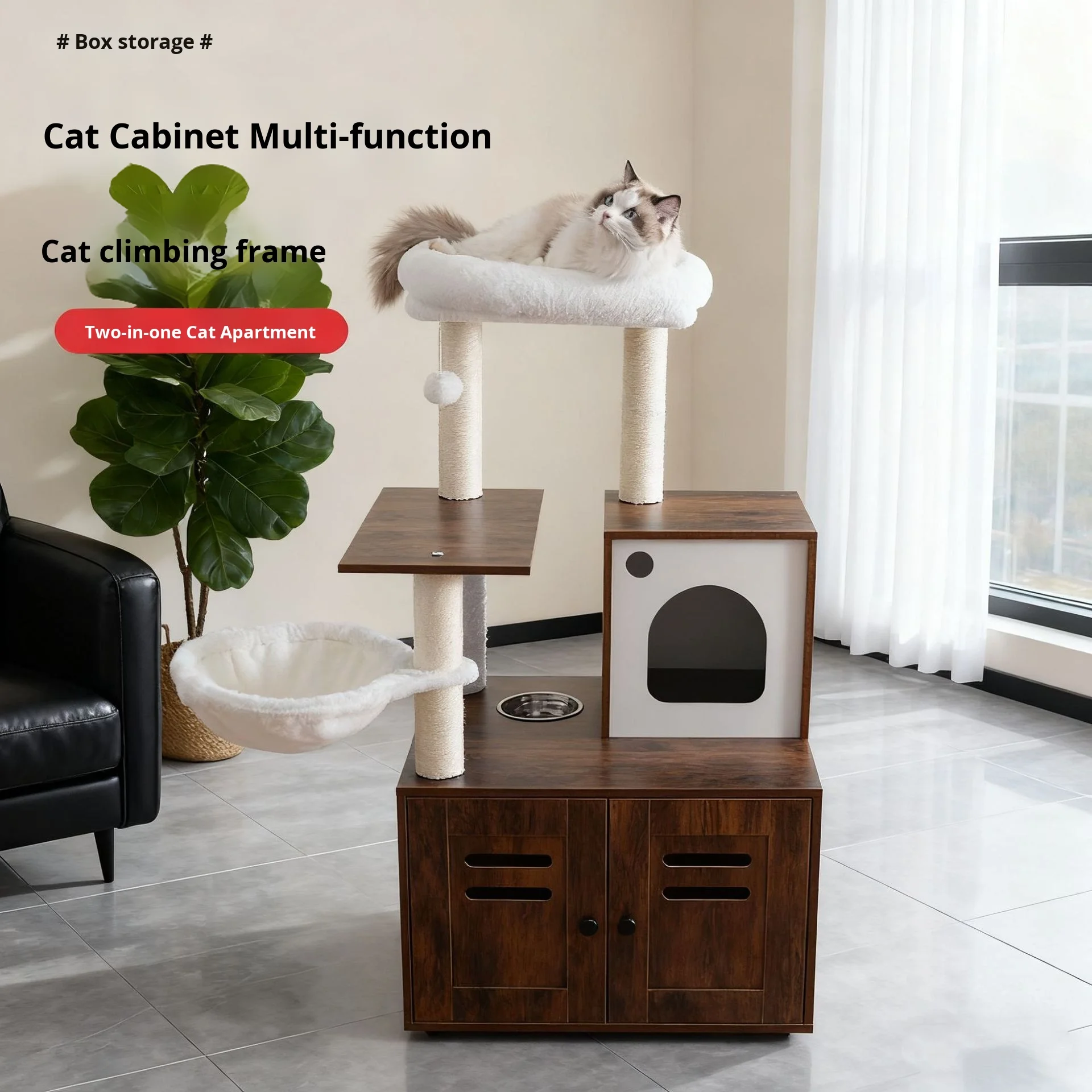 

Customizable Modern Solid Wood Cat Climbing Frame Large Cats Cabinet Pet Furniture Villa Tree Shelf Cross-Border Design