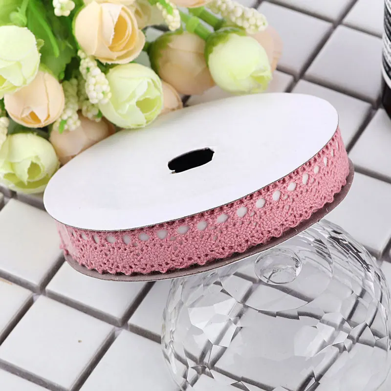 2 Yards Lace Self-adhesive Decoration Tape Sticker Cotton Double Sides Lace Roll Paper Scrapbooking Sticky 1.5CM DIY Sewing G124