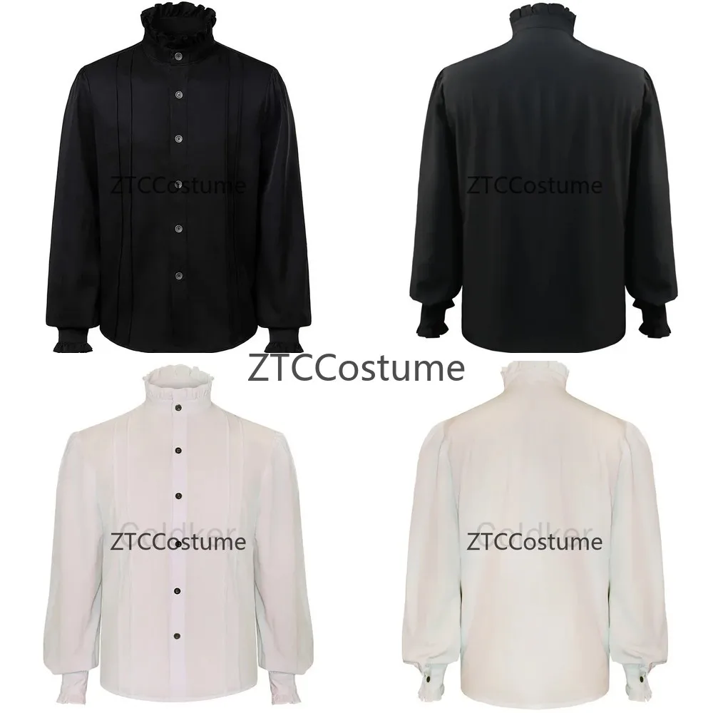Camisa de Disfraz de Vampiro para Hombre, Estilo Gótico, Renacentista, Steampunk, Medieval, con Volantes, Manga Larga, Vintage, para Cosplay