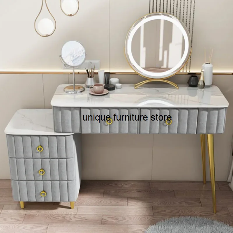 Luxury Nordic Dressing Table Mirror Chair Bedroom LED Modern Dressing Table Drawer Coiffeuse De Chambre Furniture Makeup