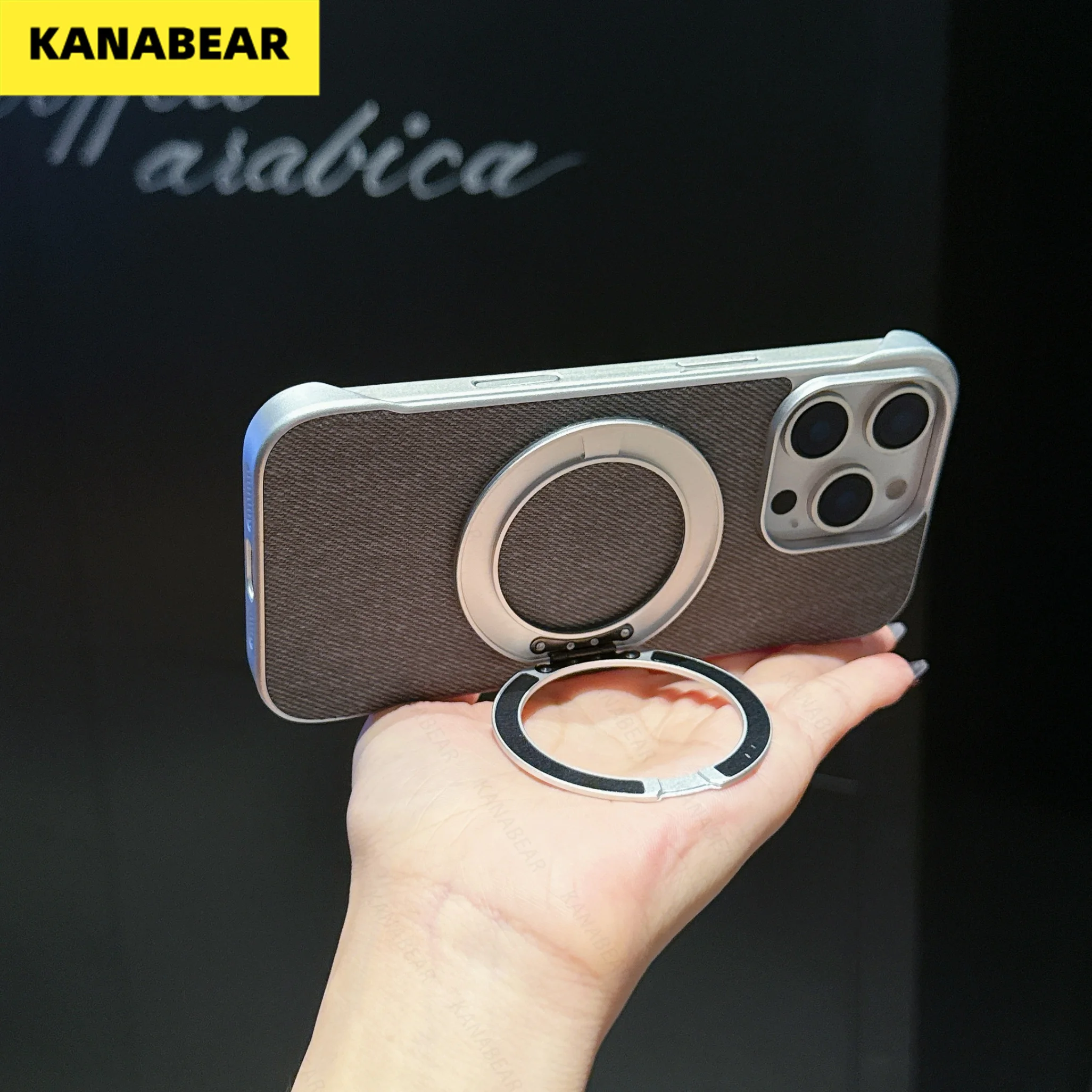 

Cases Compatible with iPhone 16 Pro Max/17 Pro Max - Linen-Leather Style, Bare Phone Touch & iPhone 17 Rotatable Stand