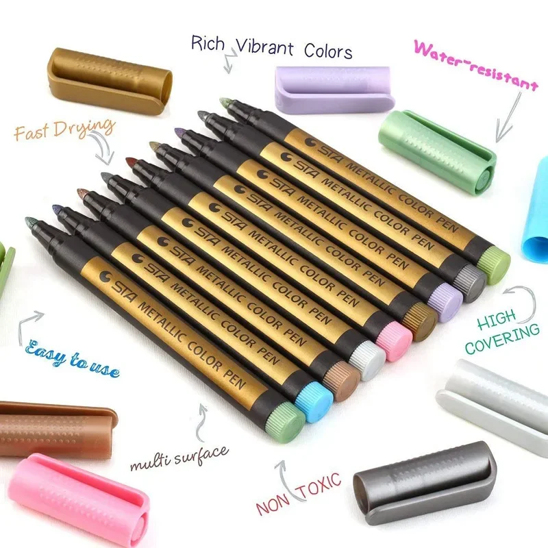 10 Colors Metallic Color Mark Pen Fire Paint Seal Special Pens Personalized Signature Pen DIY Decorate Graffiti Coloring Pens