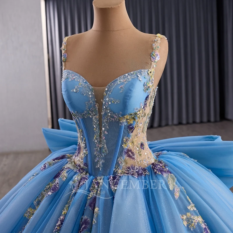 Luz azul vestido de baile quinceanera vestidos fora do ombro lantejoulas apliques rendas contas arco tull festa aniversário doce 16 vestido colete