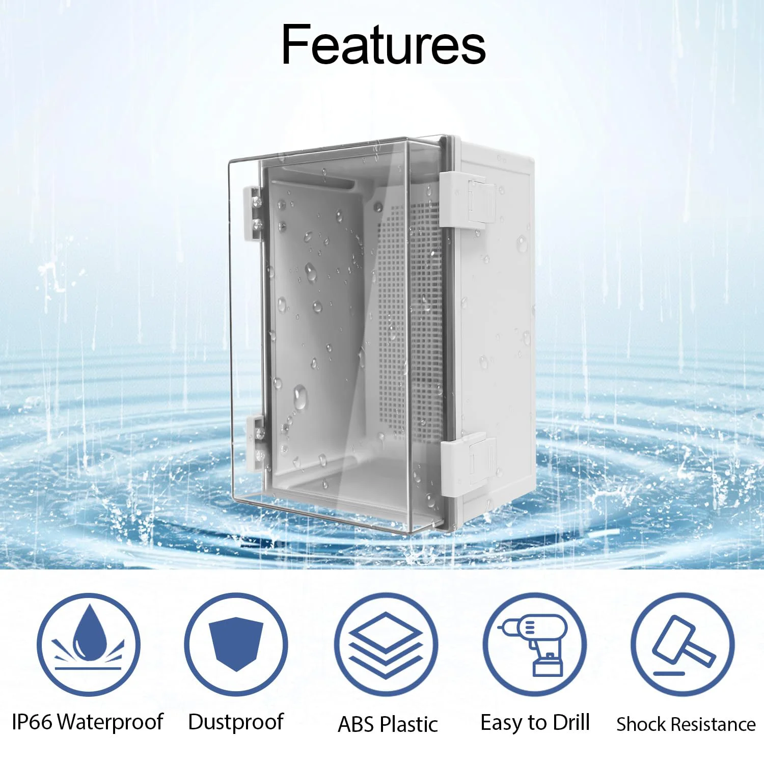 Junction Case Waterproof IP66 Gray/Transparent Electrical Enclosure Project ABS Plastic Connections Outdoor Electrical Power Box