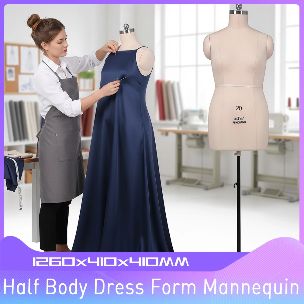 

Female Half Body Sewing Half Size Mannequin Height Adjustable Clothes Mannequin with Metal Stand for Market Shop Window Display