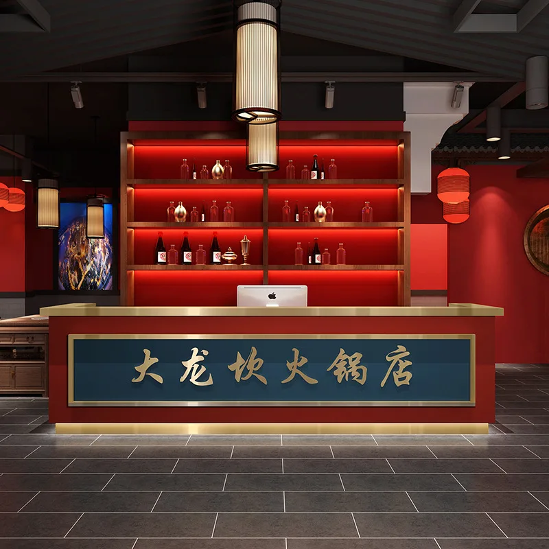 Konter Kasir Baja Tahan Karat Restoran Bergaya Cina Baru Konter Kasir Barbekyu Furnitur Sederhana dan Modis Cajero JT40C