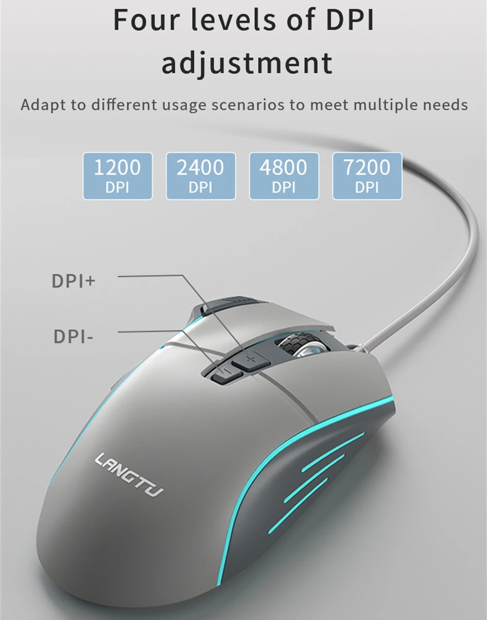 Professional Gaming Mouse 8 Keys Ergonomic Design 7200 DPI Independent Fire Button E-Sports Gaming Office USB Wired G1 Pro