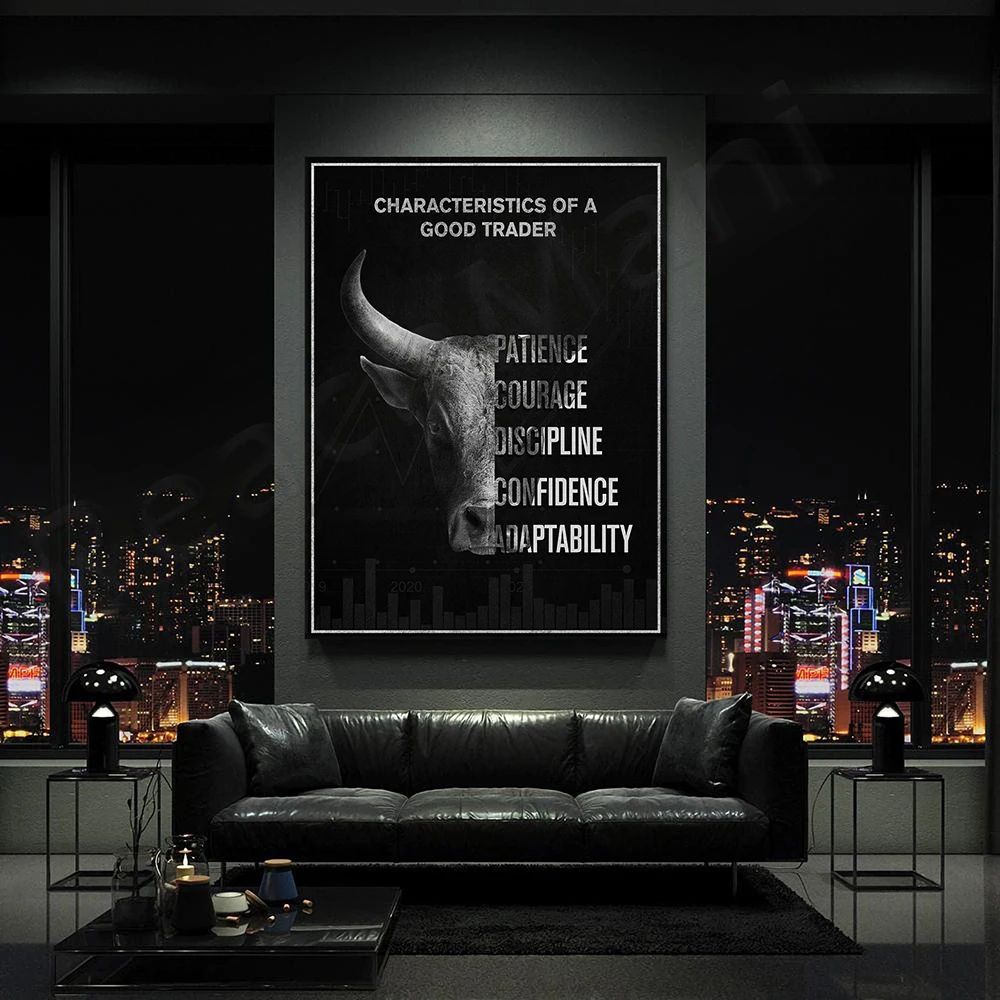 

Characteristics Of A Good Trader, Patience Courage Discipline Confidence, Stock Market Decor Trading Gift