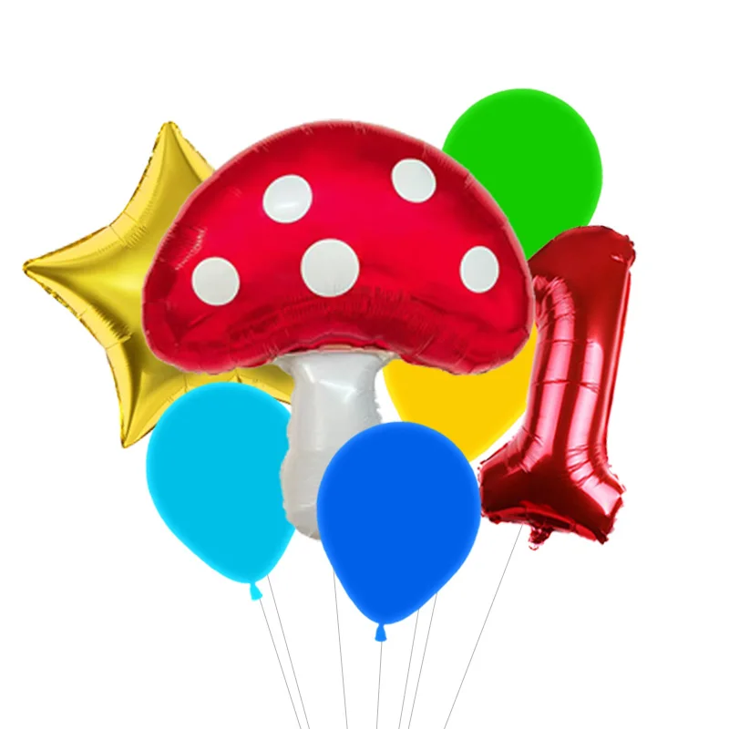 Superbors Themed Party Balloon Pack Mushroom Shape Foil Balloon Star Globos Game Controller Balloon Birthday Photo Props
