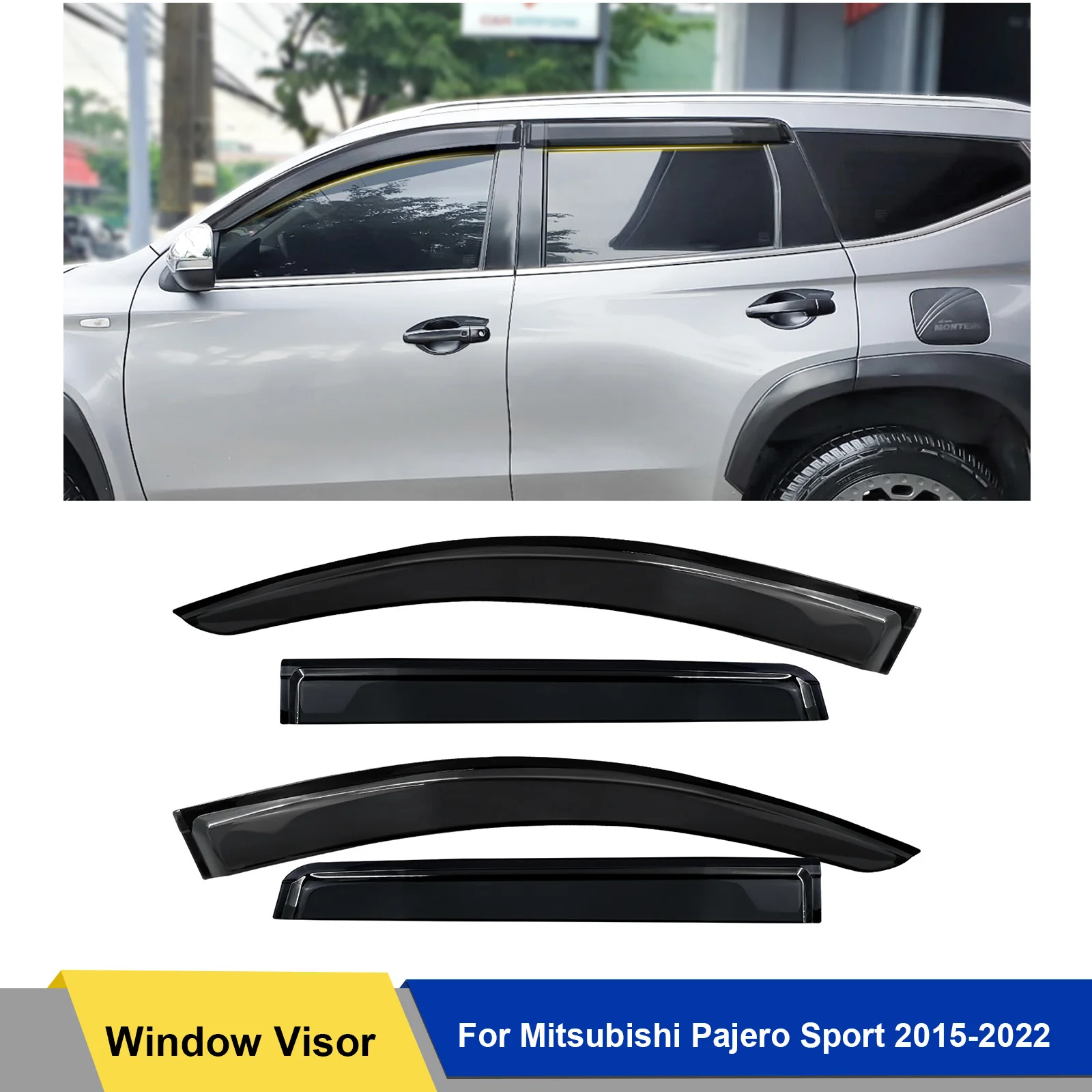 Weather shield Window Visors Weathershield For Mitsubishi Pajero Sport 2015-2023  Sun Rain Guard Exterior Accessories