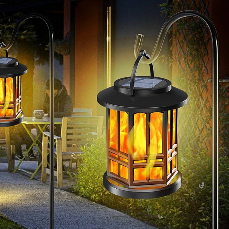Solar Flame Light Outdoor LED Garden Lantern Torch Light Waterproof Flickering Flame Yard Patio Hanging Night Lamp Decor