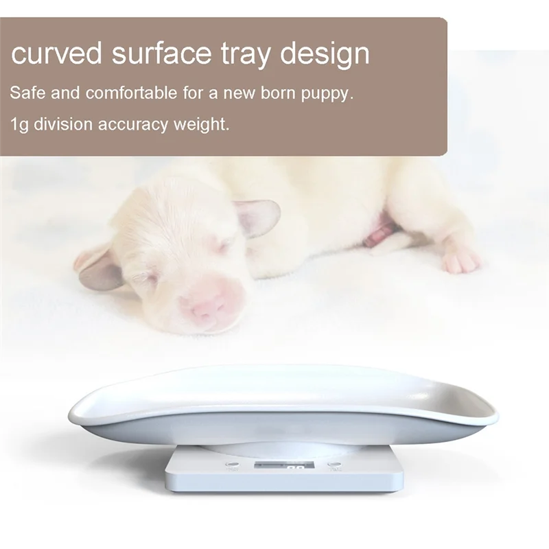 ABLN-balança para animais de estimação com bandeja removível, display LCD digital, design de borda curvada para pequenos animais de estimação, colocação estável