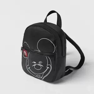 Disney-Mey-Rucksäcke für Kinder, neuer Stil, schwarzer Druck, schöne, weiche Mode, Mode, einfache Leinwandtaschen, Mädchen und Jungen 6 Hauptverkäufe Kinder -Leinwand -Rucksack - №4