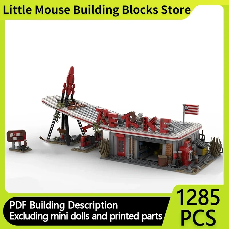 Popular Movie Model MOC Building Bricks Red Rocket Truck Stop Modular Technology Gifts Holiday Assemble Children Toys Suit