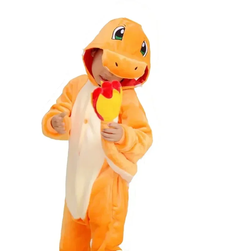 TAKARA TOMY Charmander Dragon Kigurumi детский фланелевой костюм на молнии для косплея на Хэллоуин, детский дракон, Рождественский подарок, одежда для сна