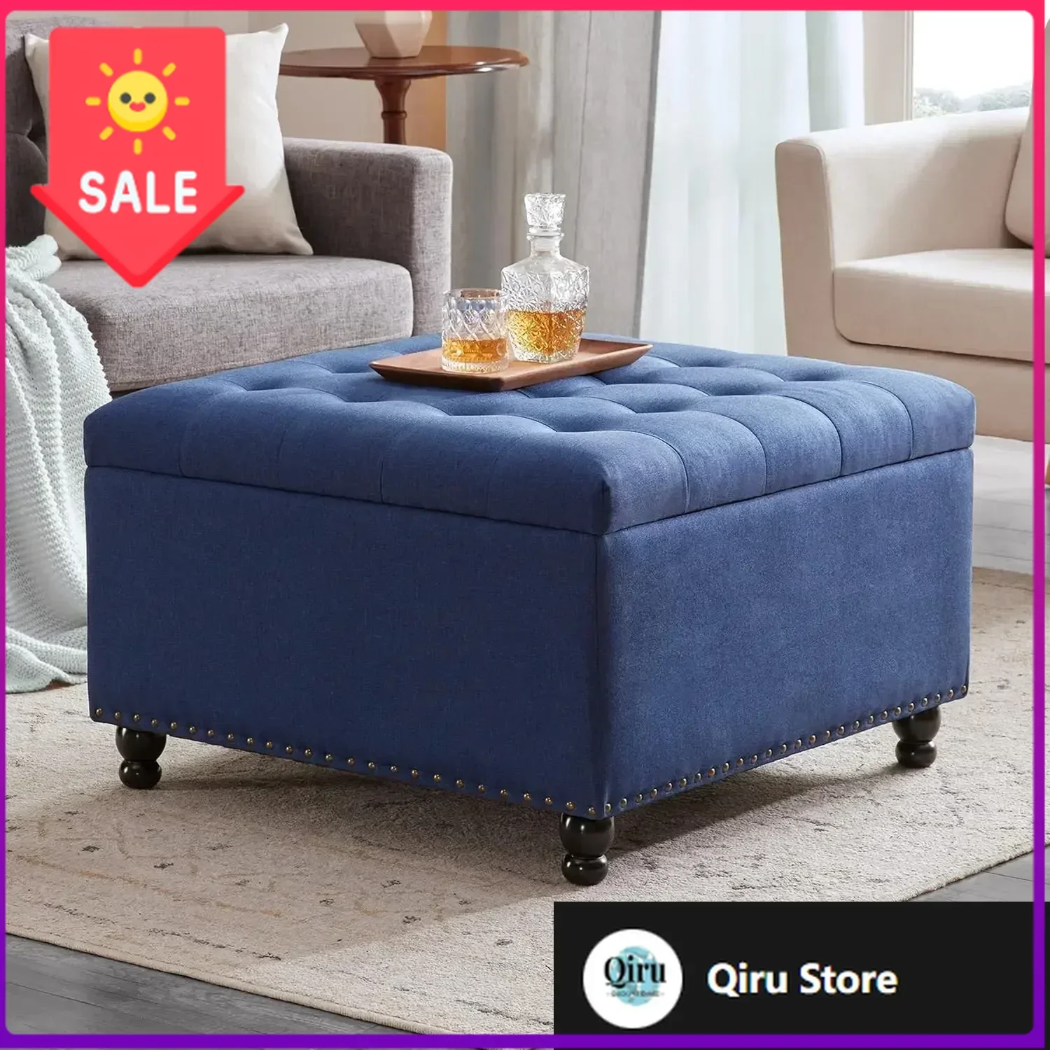 

Горячая распродажа: Большой квадратный пуф-оттоманка с обивкой и отсеком для хранения, увеличенная скамья-подставка для ног для гостиной и спальни