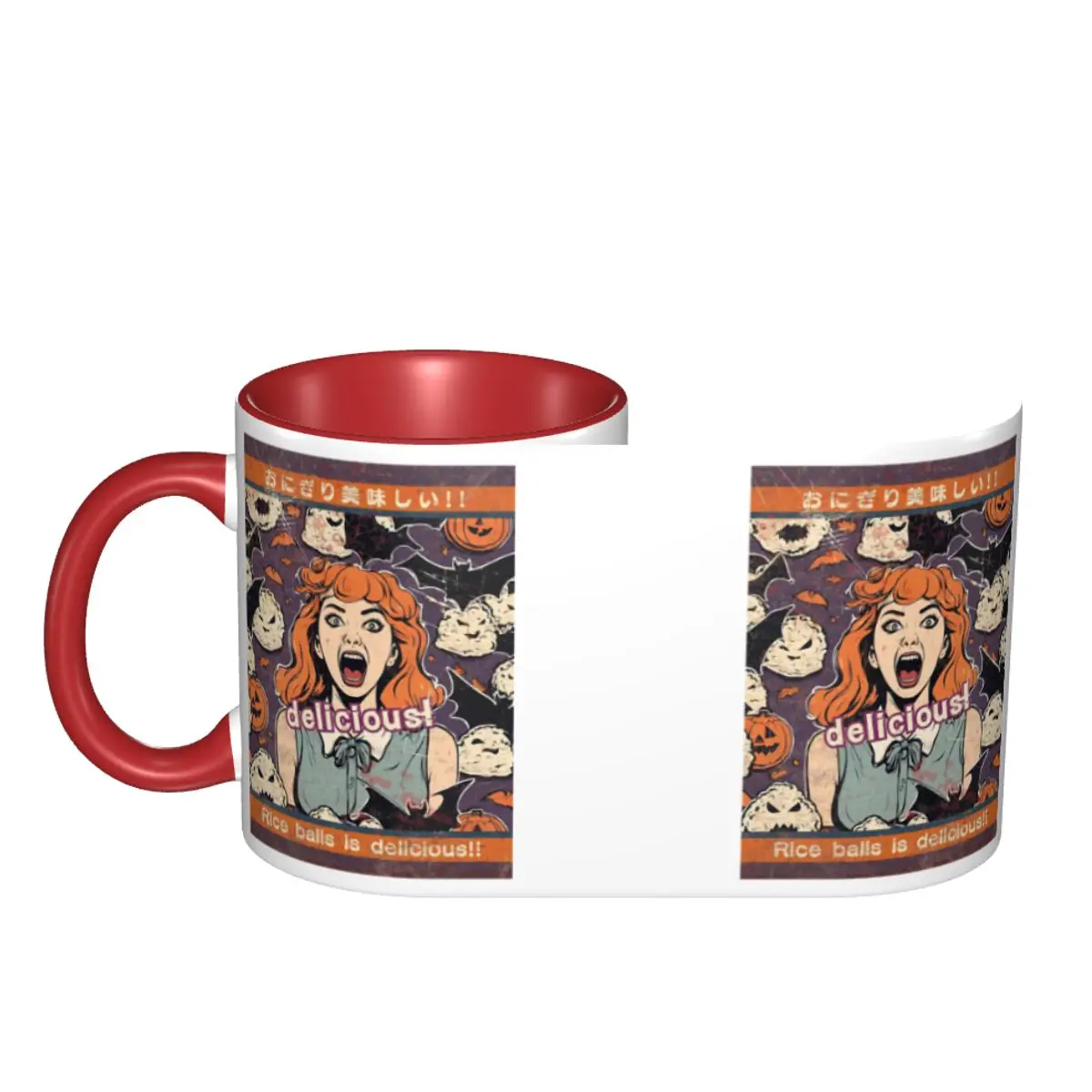 Rice Balls Is Delicious! Halloween Girl Version Mug Funny Ceramic Coffee Cups Tea Mugs Milk Cup Drinkware Gifts
